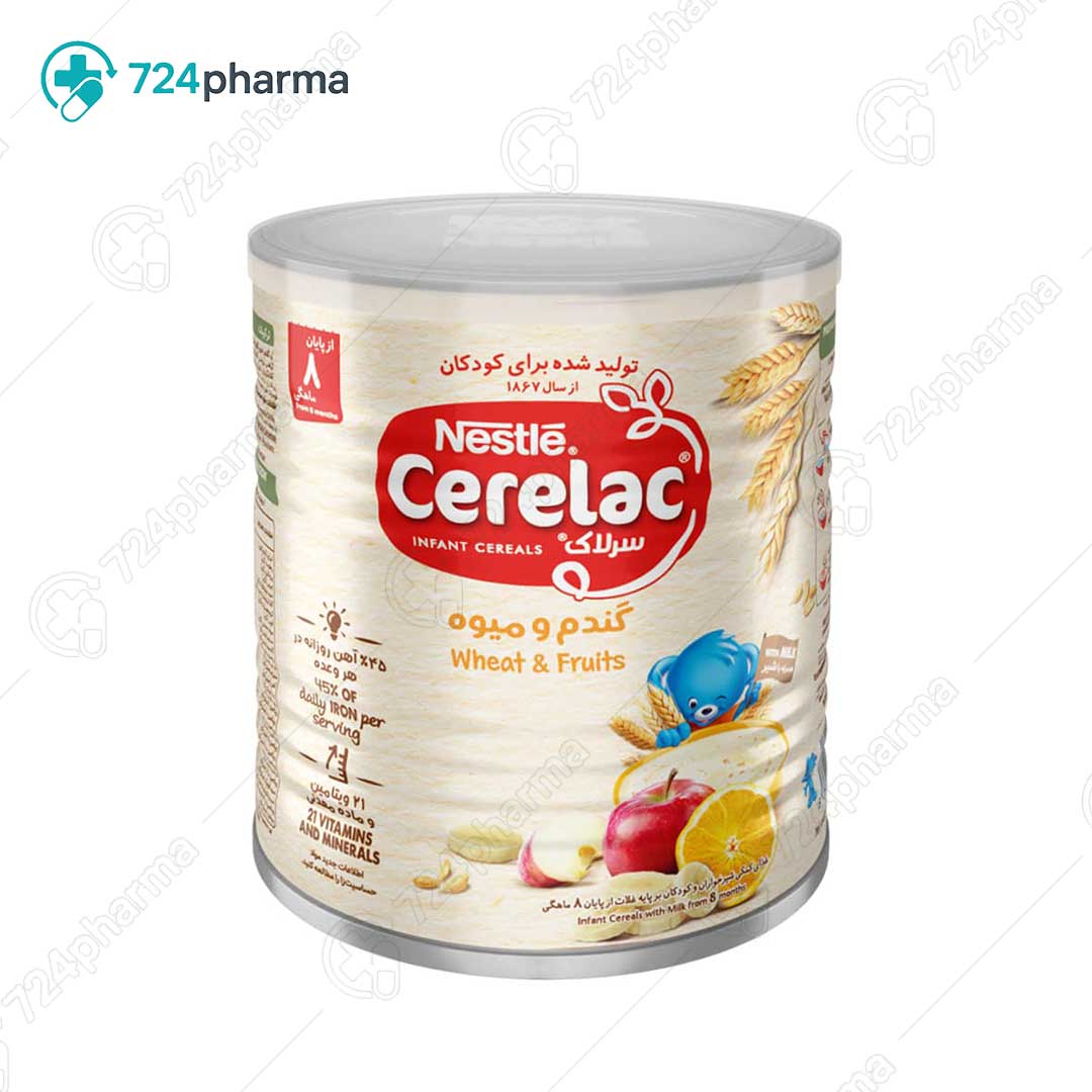 تصویر سرلاک گندم و میوه به همراه شیر نستله