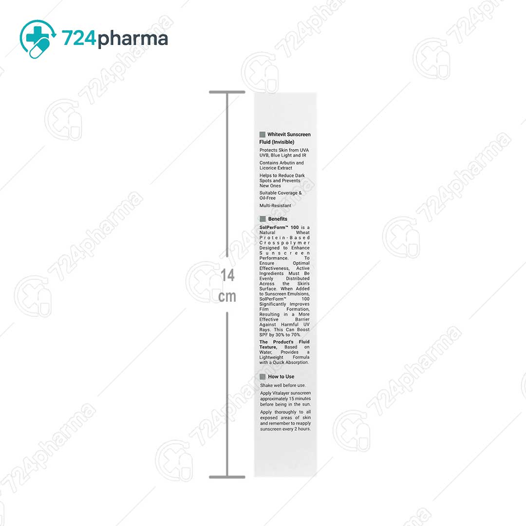 تصویر فلوئید ضد آفتاب ضد لک وایت ویت SPF50 بی رنگ ویتالیر