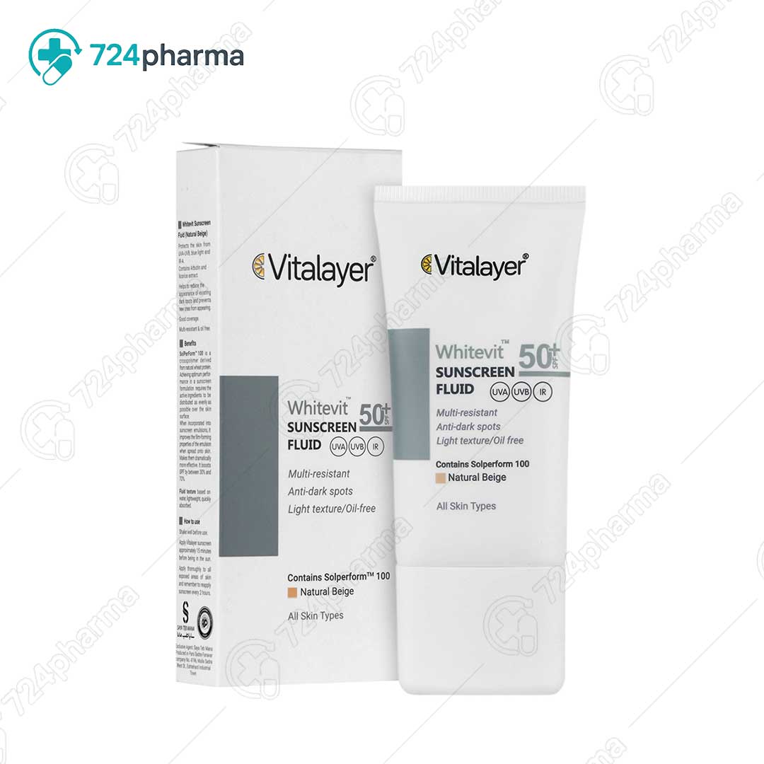 تصویر فلوئید ضد آفتاب ضد لک وایت ویت SPF50 بژ طبیعی